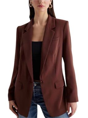 Express Brown Cinched Boyfriend Blazer